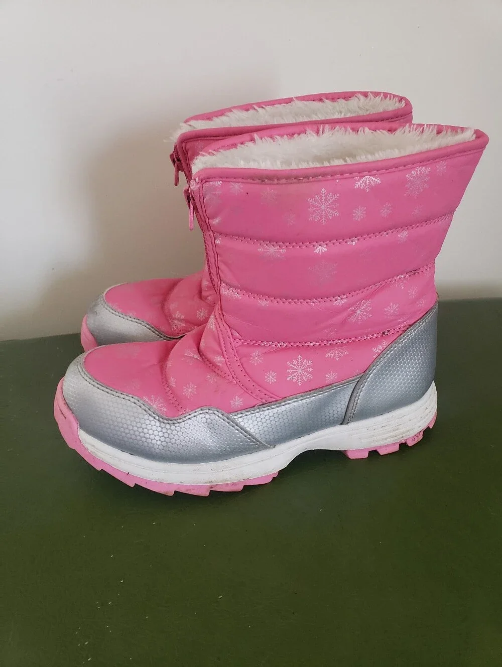 Kids Wonder Nation Pink And Silver Snowflake Winter Snow Boots 4